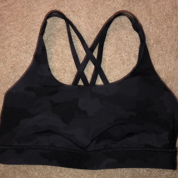 lululemon athletica Other - Lululemon black camo energy sports bra size 8
